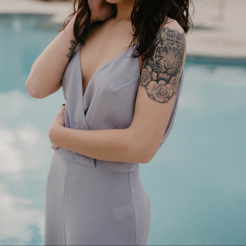 💕Soft Gray/baby purple Jumpsuit💕 - Picture 5 of 6